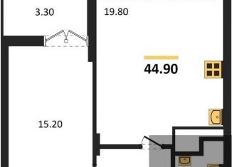 1-комнатная квартира на продажу, 44.9 м2, Воронеж, Железнодорожный район