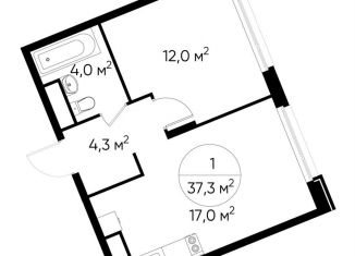 Продажа 1-ком. квартиры, 37.3 м2, деревня Рассказовка, деревня Рассказовка, 1