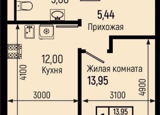 Однокомнатная квартира на продажу, 38.9 м2, Краснодарский край