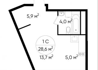 Продаю квартиру студию, 28.6 м2, деревня Рассказовка, деревня Рассказовка, 1