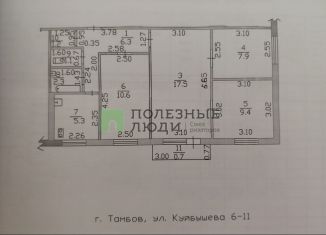 Четырехкомнатная квартира на продажу, 61.6 м2, Тамбов, улица Куйбышева, 6, Октябрьский район