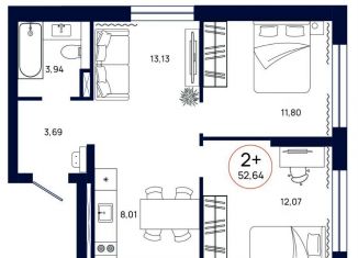 Продается 2-комнатная квартира, 52.6 м2, Тюмень