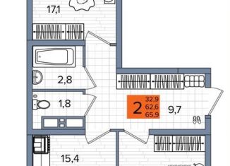 Продается двухкомнатная квартира, 65.9 м2, Краснодар, Прикубанский округ