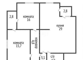 Продается 2-ком. квартира, 73.8 м2, Краснодар, Московская улица, 158/2, ЖК Лучезарный