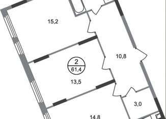 Продам 2-ком. квартиру, 61.4 м2, Москва, деревня Рассказовка, 2