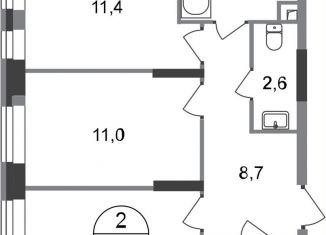 Продам 2-ком. квартиру, 54.3 м2, Московский