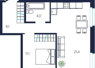 Продаю 1-ком. квартиру, 44.6 м2, Тюмень, улица Мелиораторов, 6А, Центральный округ