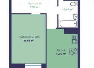 Продажа 1-комнатной квартиры, 38.8 м2, Ярославль