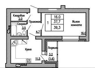 Продажа однокомнатной квартиры, 39.3 м2, Воронеж