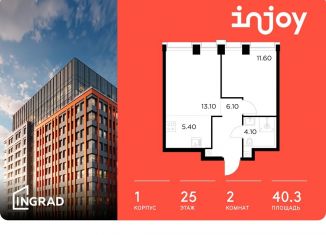 Продам двухкомнатную квартиру, 40.3 м2, Москва, САО