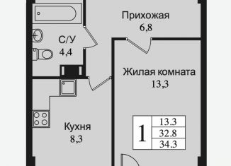 Продам 1-комнатную квартиру, 35.9 м2, Ленинградская область