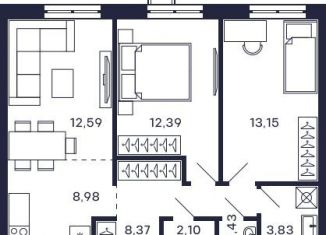 Продажа 2-ком. квартиры, 59.5 м2, Московская область