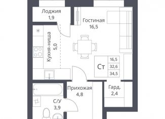 Продается квартира студия, 34.5 м2, Новосибирск, Калининский район, улица Декоративный Питомник, 8