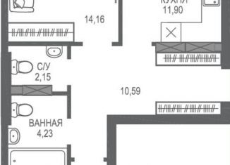 Продается 2-комнатная квартира, 58.3 м2, Алушта