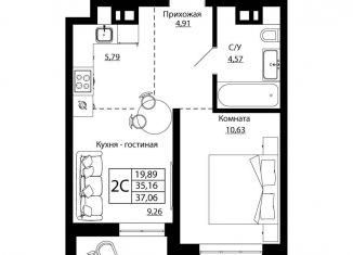 Продам двухкомнатную квартиру, 36.9 м2, Ростов-на-Дону, улица Текучёва, 370/2, Пролетарский район