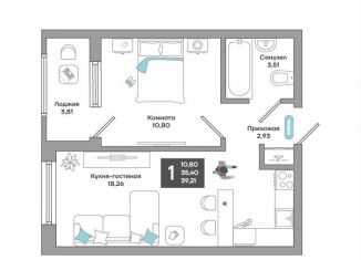 Продается 1-ком. квартира, 39.2 м2, Краснодарский край