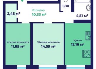 Продажа 2-ком. квартиры, 58.6 м2, Ярославль, Фрунзенский район