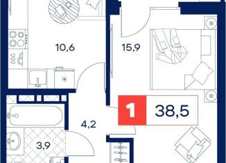 Продается 1-комнатная квартира, 38.5 м2, Тюмень