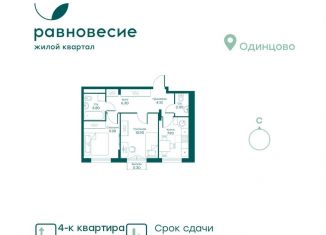 Продается четырехкомнатная квартира, 83.5 м2, село Перхушково, микрорайон Равновесие, 5