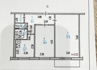 Продажа двухкомнатной квартиры, 44 м2, Барнаул, улица Георгиева, 32