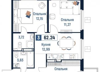 Продам 3-ком. квартиру, 62.2 м2, Ленинградская область