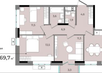 Продам 3-комнатную квартиру, 69.7 м2, Удмуртия, улица имени В.С. Тарасова, 6