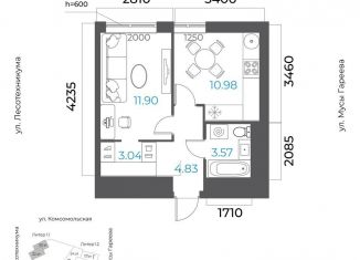 Продается однокомнатная квартира, 34.3 м2, Уфа, Октябрьский район