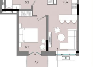 Продаю 1-комнатную квартиру, 44 м2, Калужская область, улица Петра Тарасова, 6