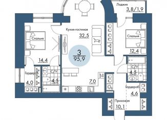 Продается 3-комнатная квартира, 95.9 м2, Красноярский край