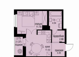 Продаю однокомнатную квартиру, 35.4 м2, Мурино