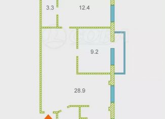 Двухкомнатная квартира на продажу, 59.8 м2, Тюмень, улица Красных Зорь, 31