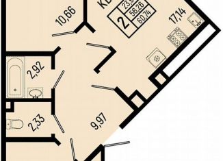 2-ком. квартира на продажу, 60.7 м2, село Небуг