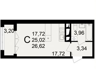Продам квартиру студию, 26.6 м2, Тула