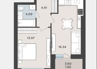 Продам 1-комнатную квартиру, 41.1 м2, Калининград