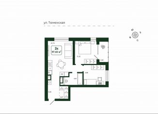 Продаю 2-комнатную квартиру, 57.4 м2, деревня Дударева, улица Сергея Джанбровского, 25