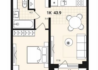 Продается 1-комнатная квартира, 43.9 м2, Обь, Геодезическая улица, 29