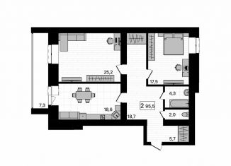 Продаю 2-ком. квартиру, 95.5 м2, село Чигири, Европейская улица, 13
