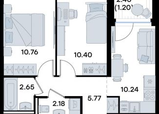 Продам 2-ком. квартиру, 43.2 м2, Татарстан
