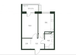 Продается 1-комнатная квартира, 36.1 м2, деревня Лобаново