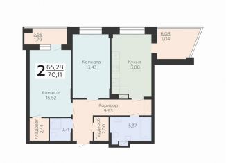 Продаю 2-ком. квартиру, 70.1 м2, Воронеж, Электросигнальная улица, 9Ак1