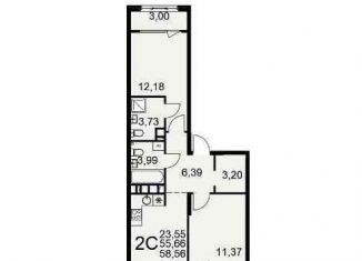 Продается 2-ком. квартира, 53.4 м2, Рязань