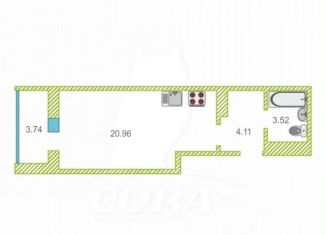 Продаю квартиру студию, 32.8 м2, Тюмень, улица Дмитрия Менделеева, 2к1, ЖК Кристалл