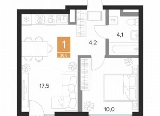 Продаю 1-комнатную квартиру, 36.5 м2, Курск