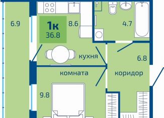 Продажа 1-комнатной квартиры, 36.8 м2, Пермь