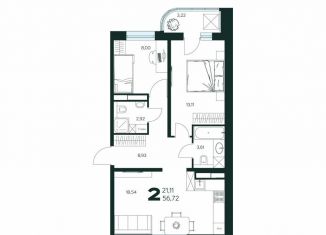 Продается 2-комнатная квартира, 56.7 м2, Химки