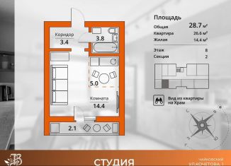 Квартира на продажу студия, 28.7 м2, Чайковский, улица Кочетова, 1