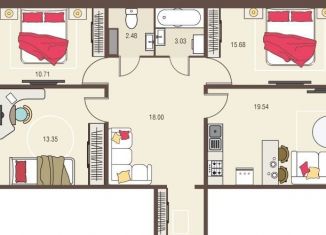 3-комнатная квартира на продажу, 86.9 м2, село Новая Усмань, бульвар Художников, 4