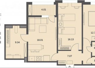 Продаю двухкомнатную квартиру, 69.8 м2, Воронеж