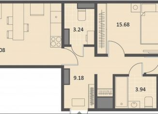 2-комнатная квартира на продажу, 66.7 м2, Воронеж