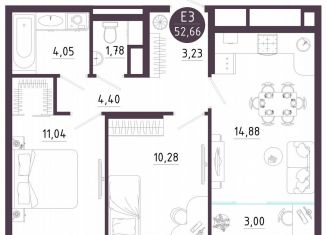 Продается двухкомнатная квартира, 52.7 м2, Тула, Пряничная улица, 9